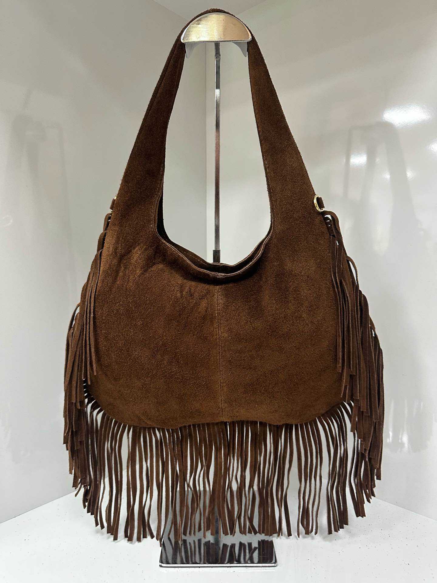 Borsa vera pelle con frange