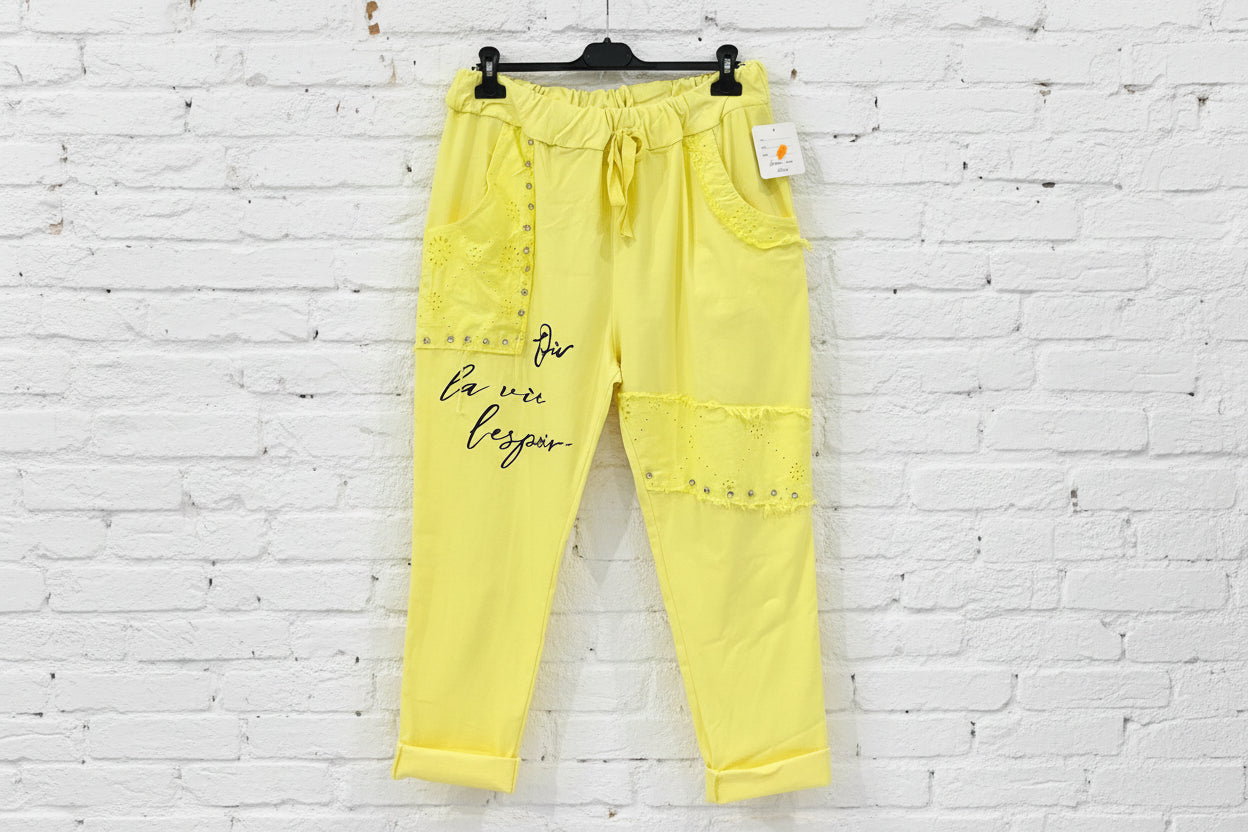 Pantalone laccio applicazioni macramè curvy