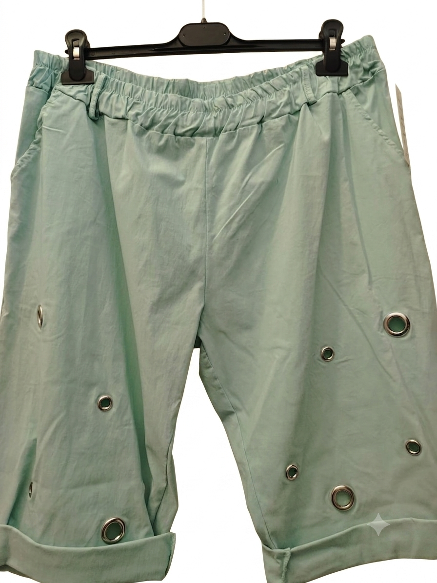 Pantaloncino curvy bermuda taglie comode con borchie
