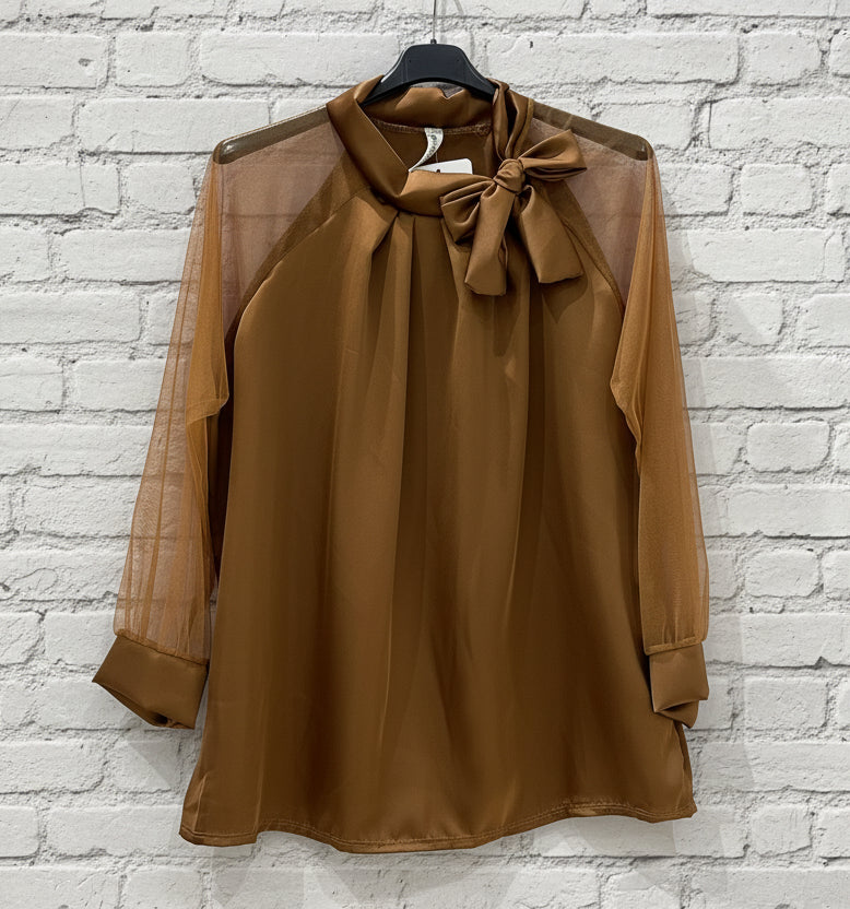 Blusa maniche tulle curvy