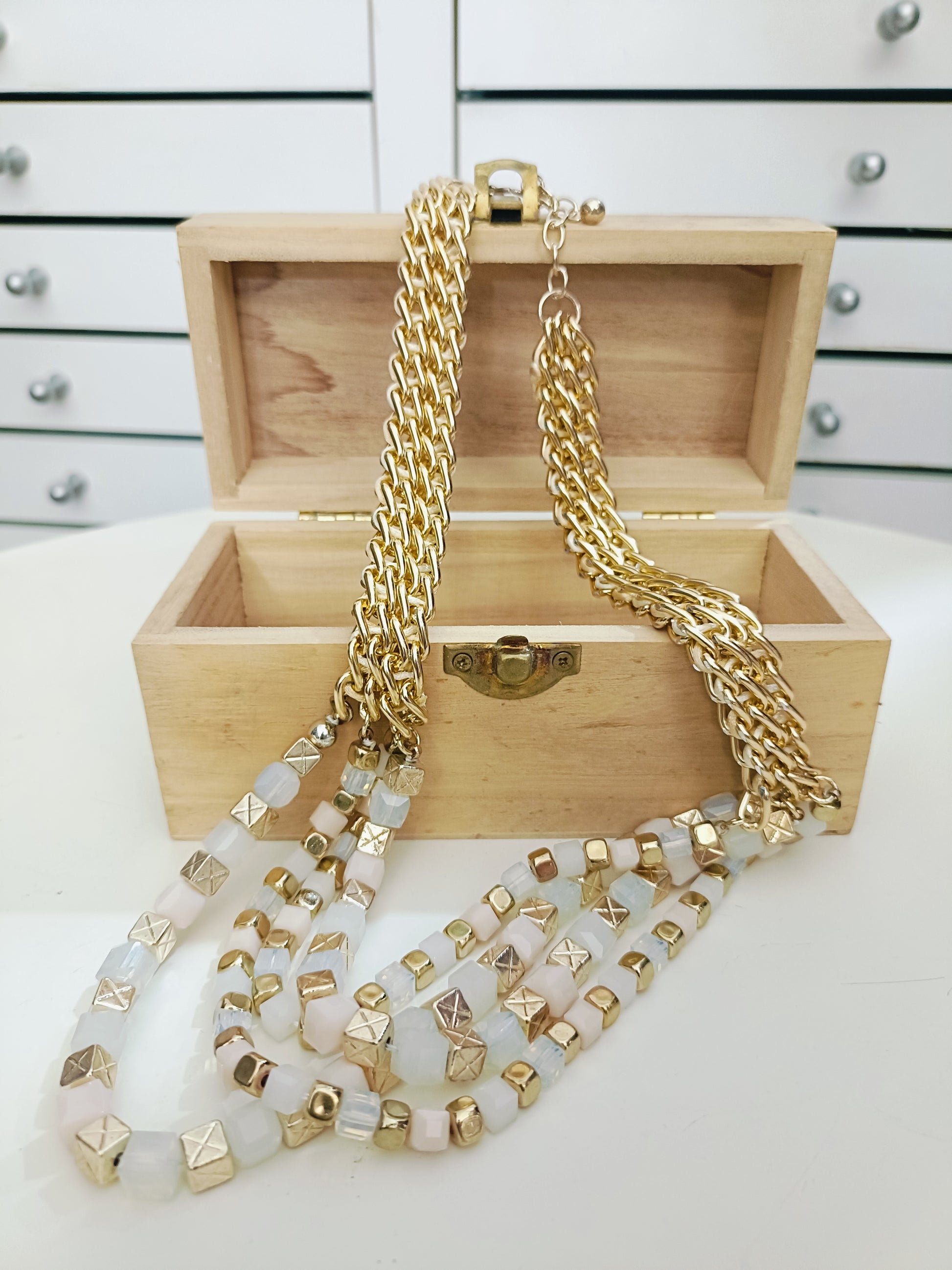 Collana Cristal oro e panna
