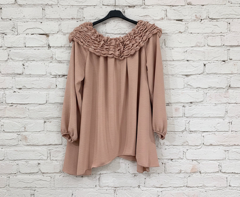 Maxi maglia collo frou frou curvy