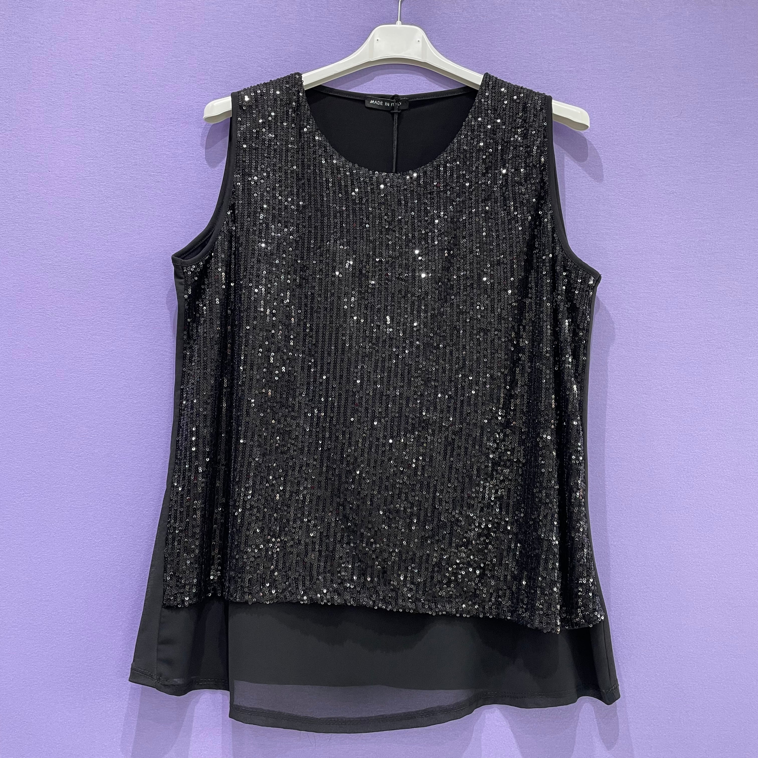 Top paillettes spallina larga