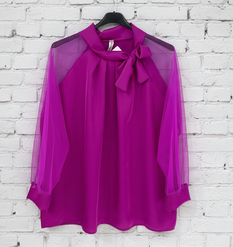 Blusa maniche tulle curvy