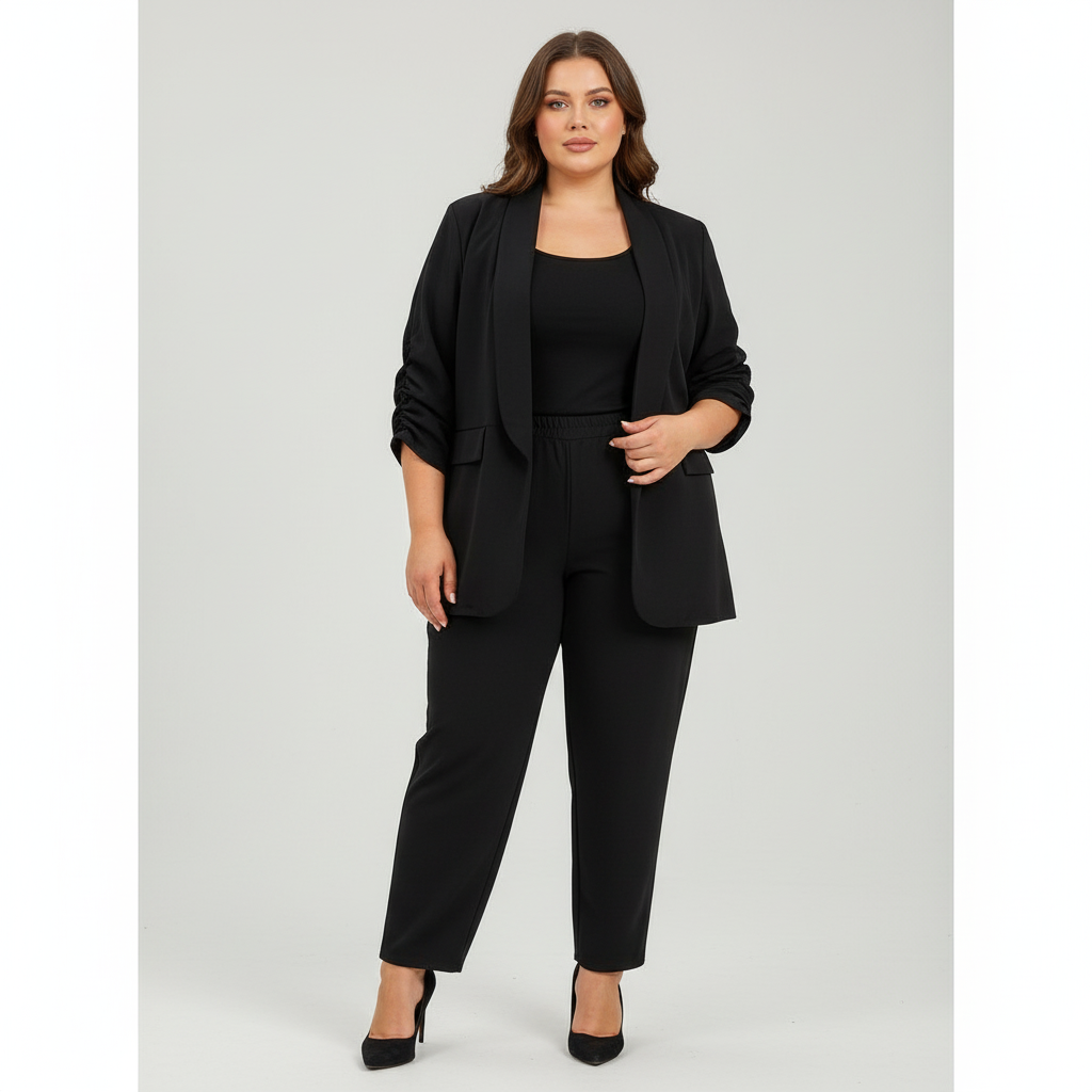 Blazer manica arricciata curvy