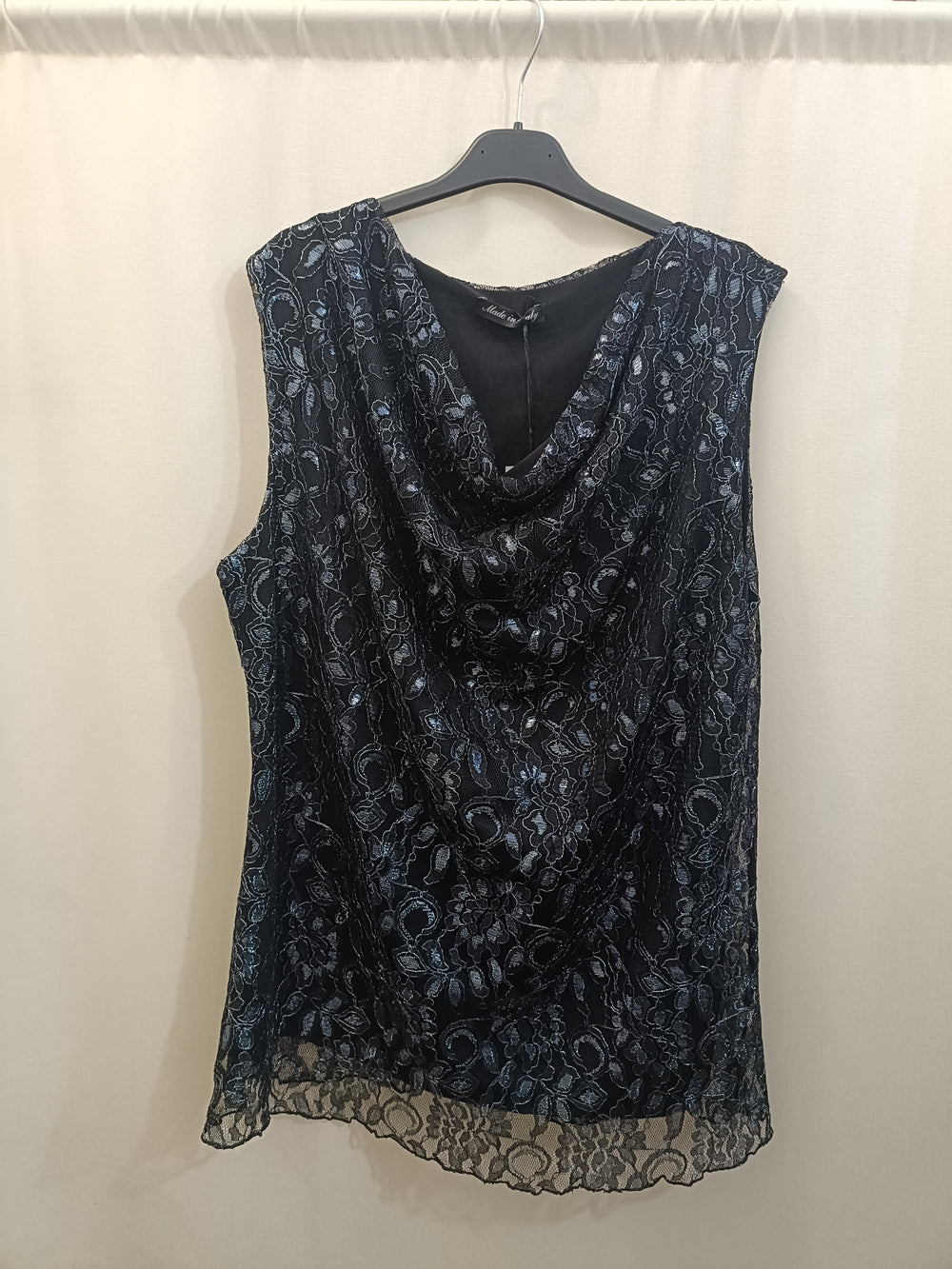 Sotto giacca top merletto blu argento