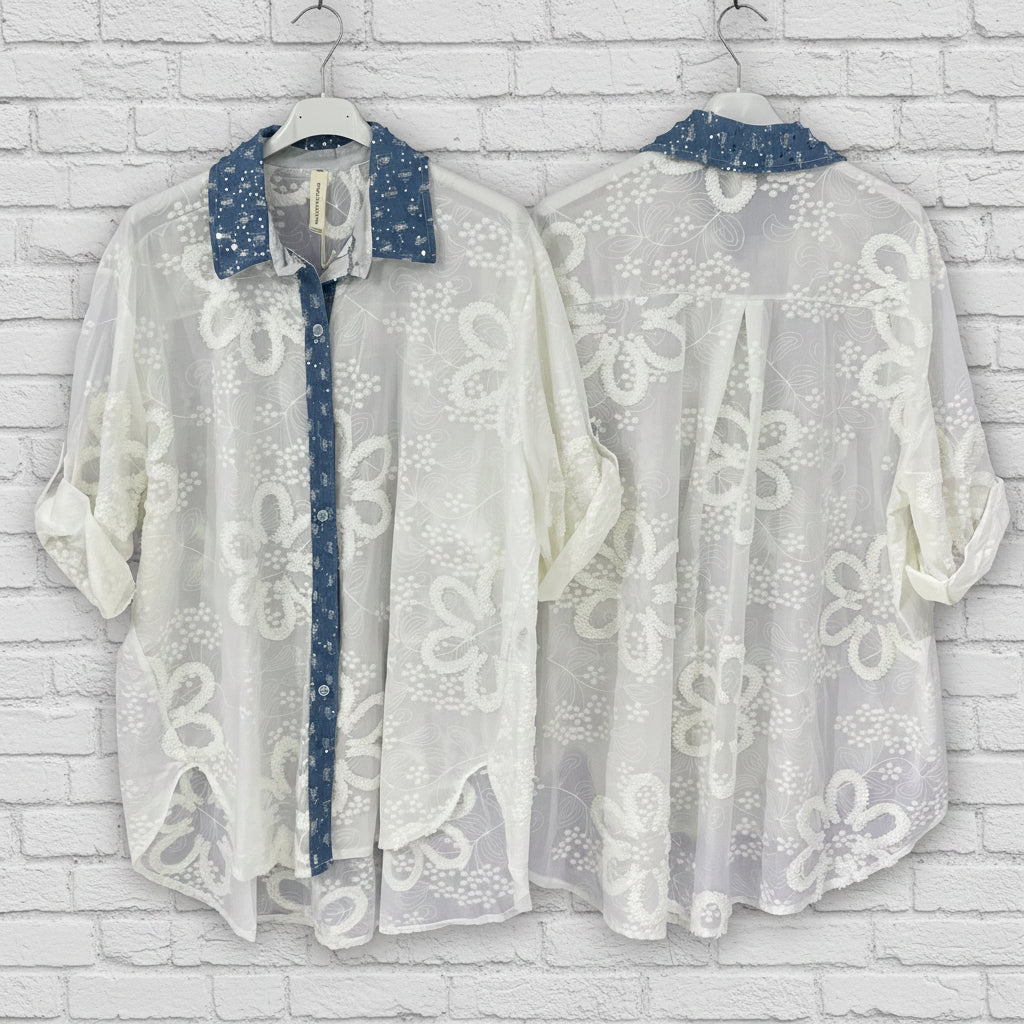 Camicia cotone sangallo curvy