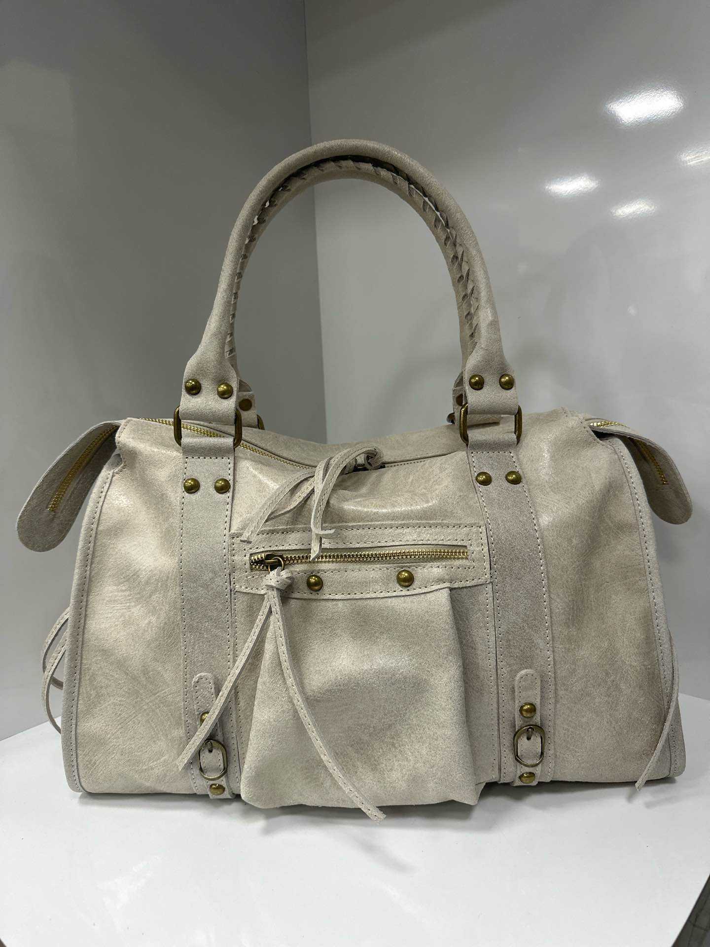 Borsa vera pelle effetto vintage