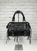 City bag media vera pelle satinata