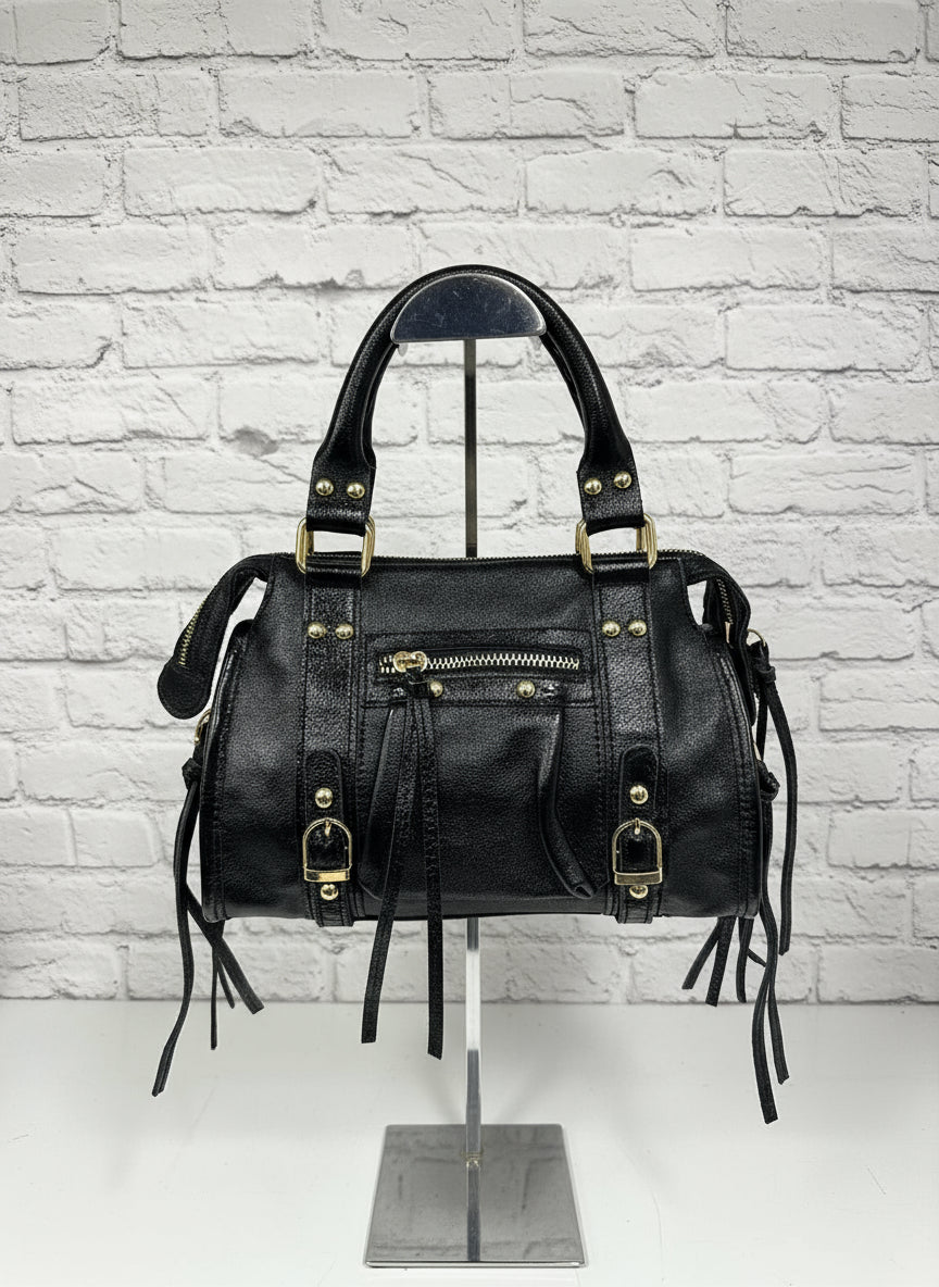 City bag media vera pelle satinata