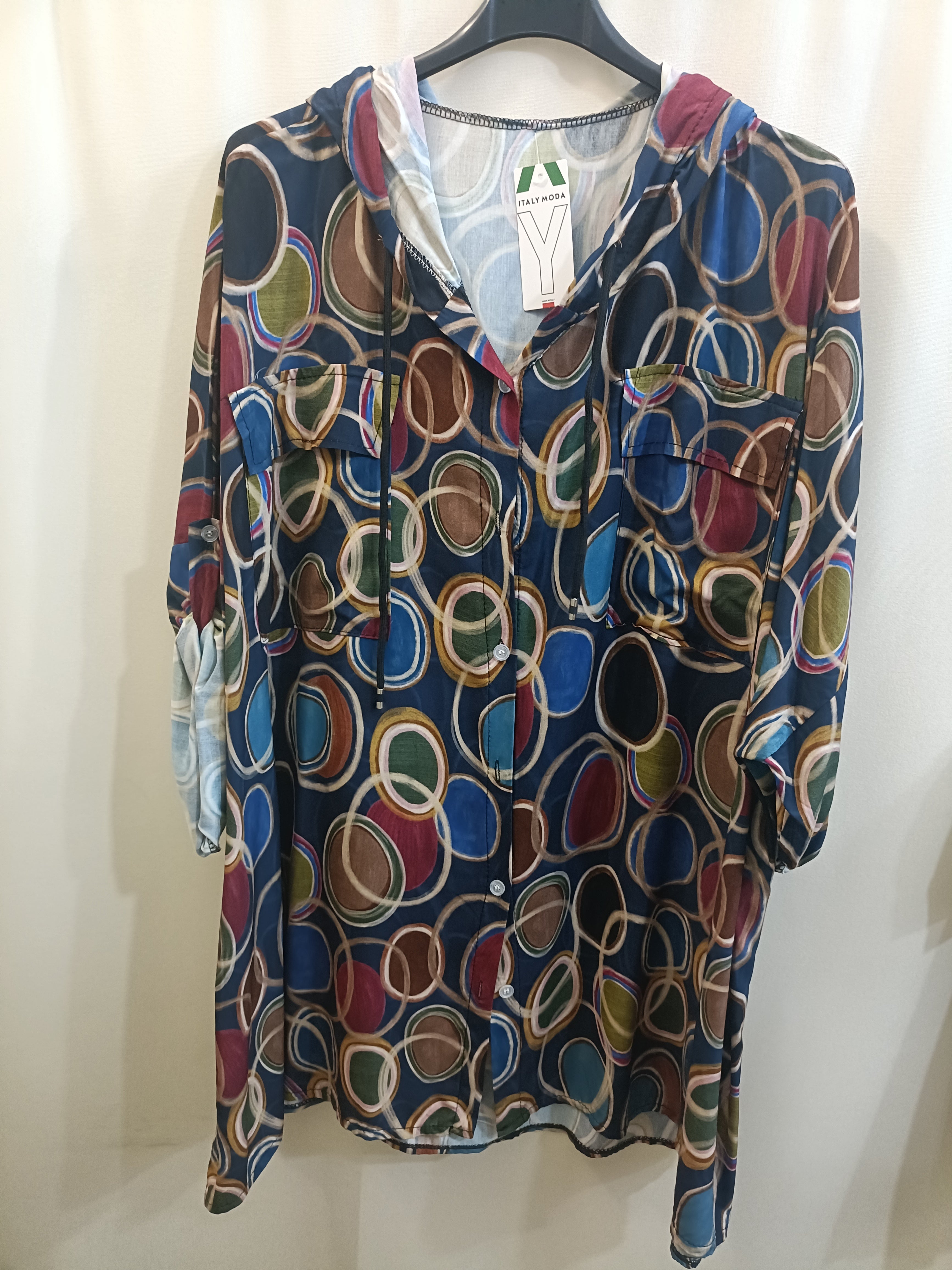 Camicia spolverino fantasia - taglie comode viscosa