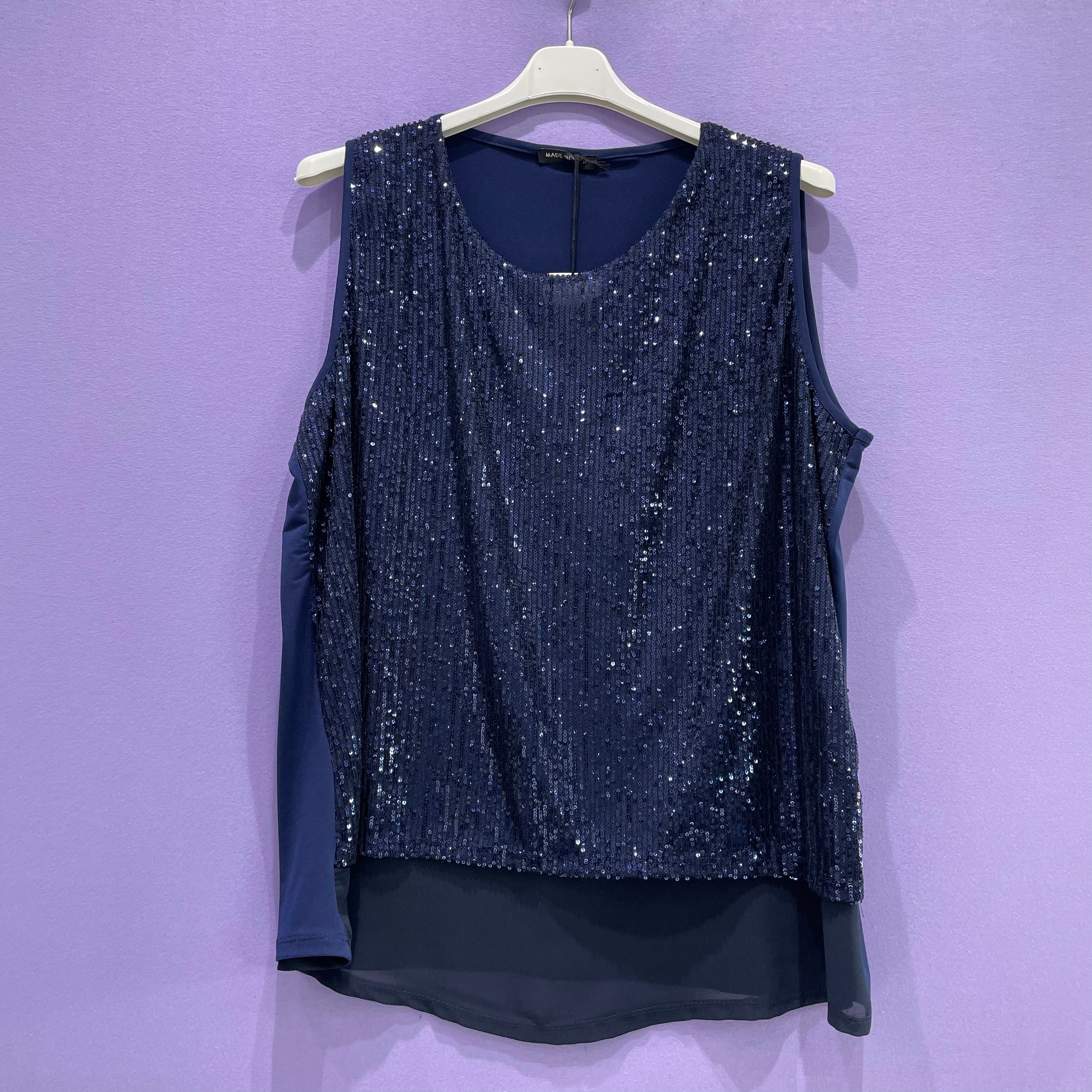 Top paillettes spallina larga