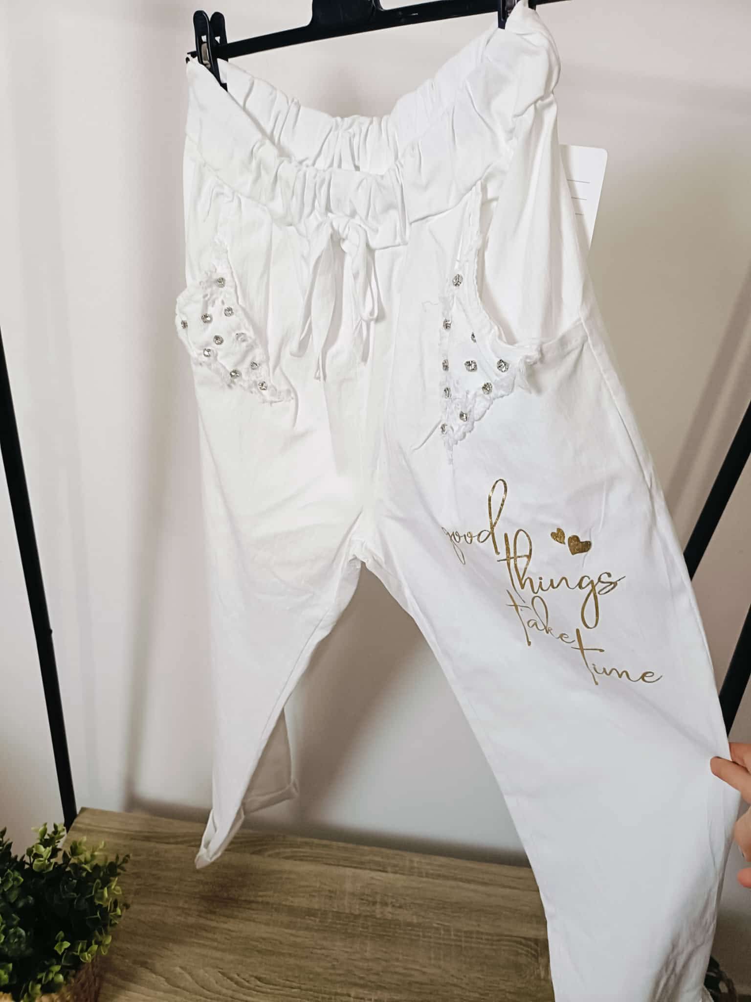 Pantalone applicazioni gioiello curvy