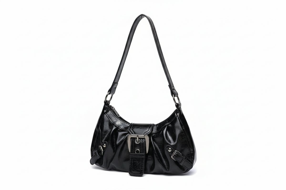 Borsa Mandy ecopelle effetto opaco nero