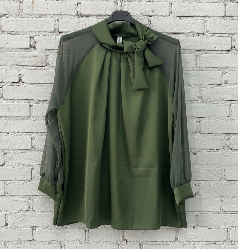 Blusa maniche tulle curvy