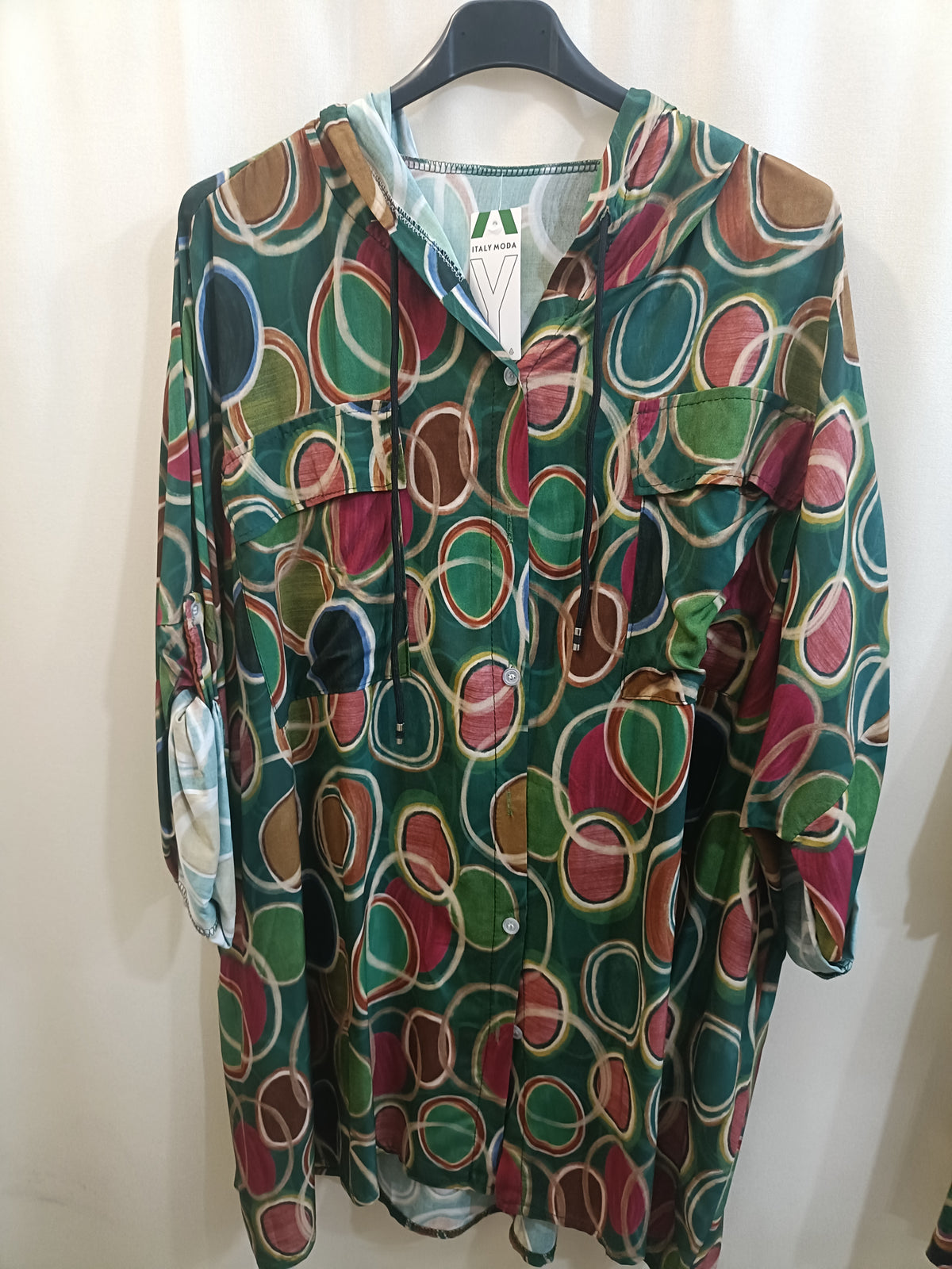 Camicia spolverino fantasia - taglie comode viscosa