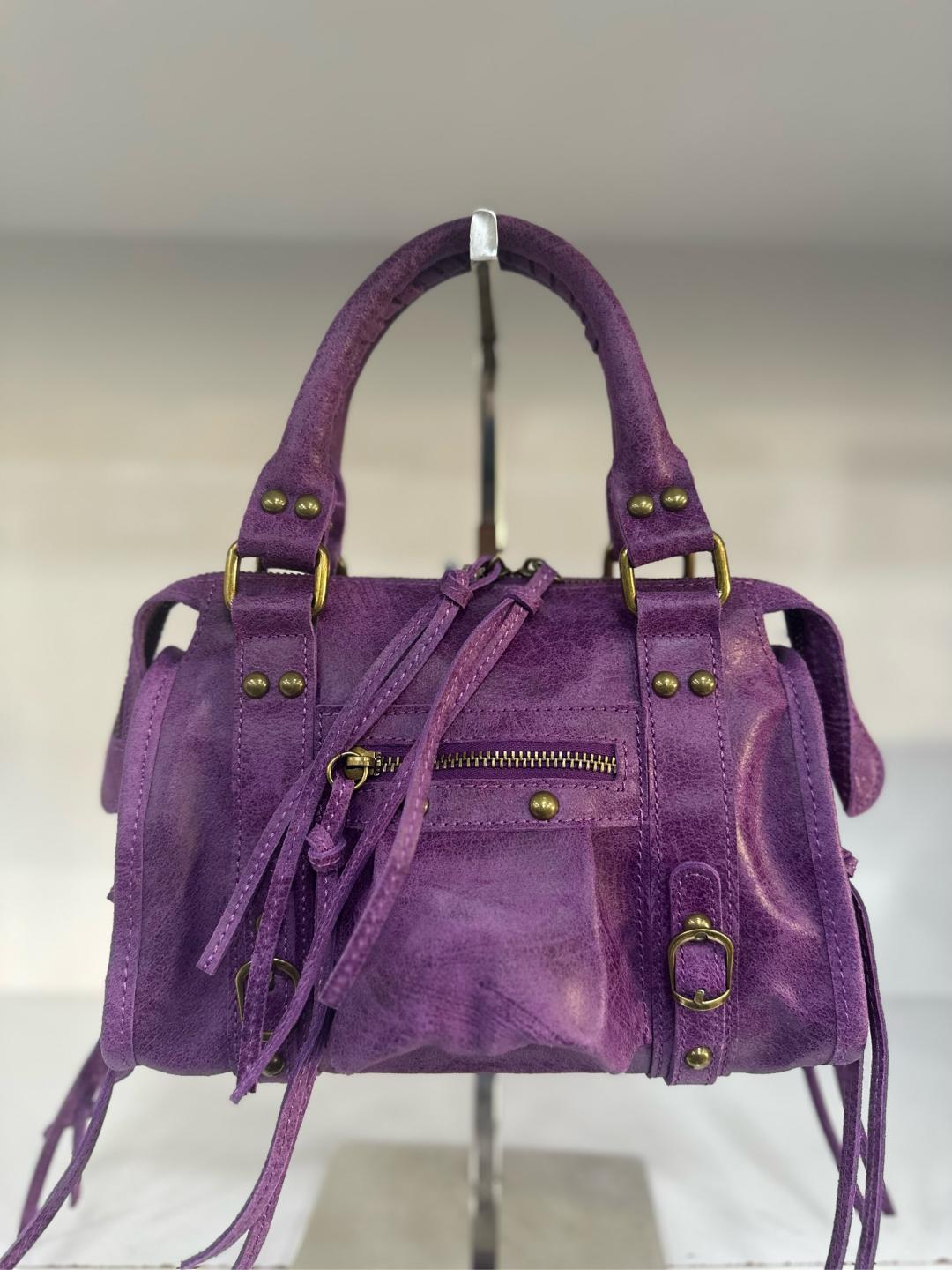 Borsa vera pelle effetto vintage