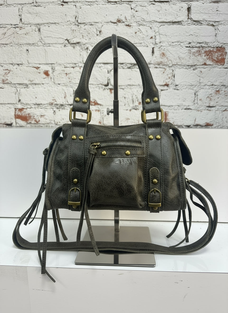 City bag vera pelle effetto sauvage grande