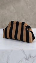 Borsa Pouch a Righe Cammello e Nero