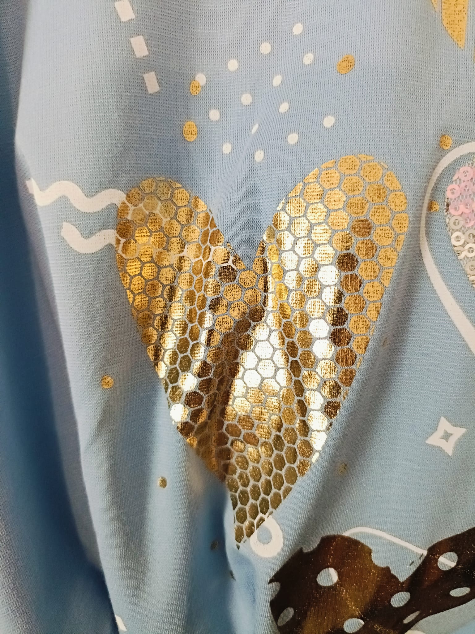 T-shirt cuore glitter azzurra