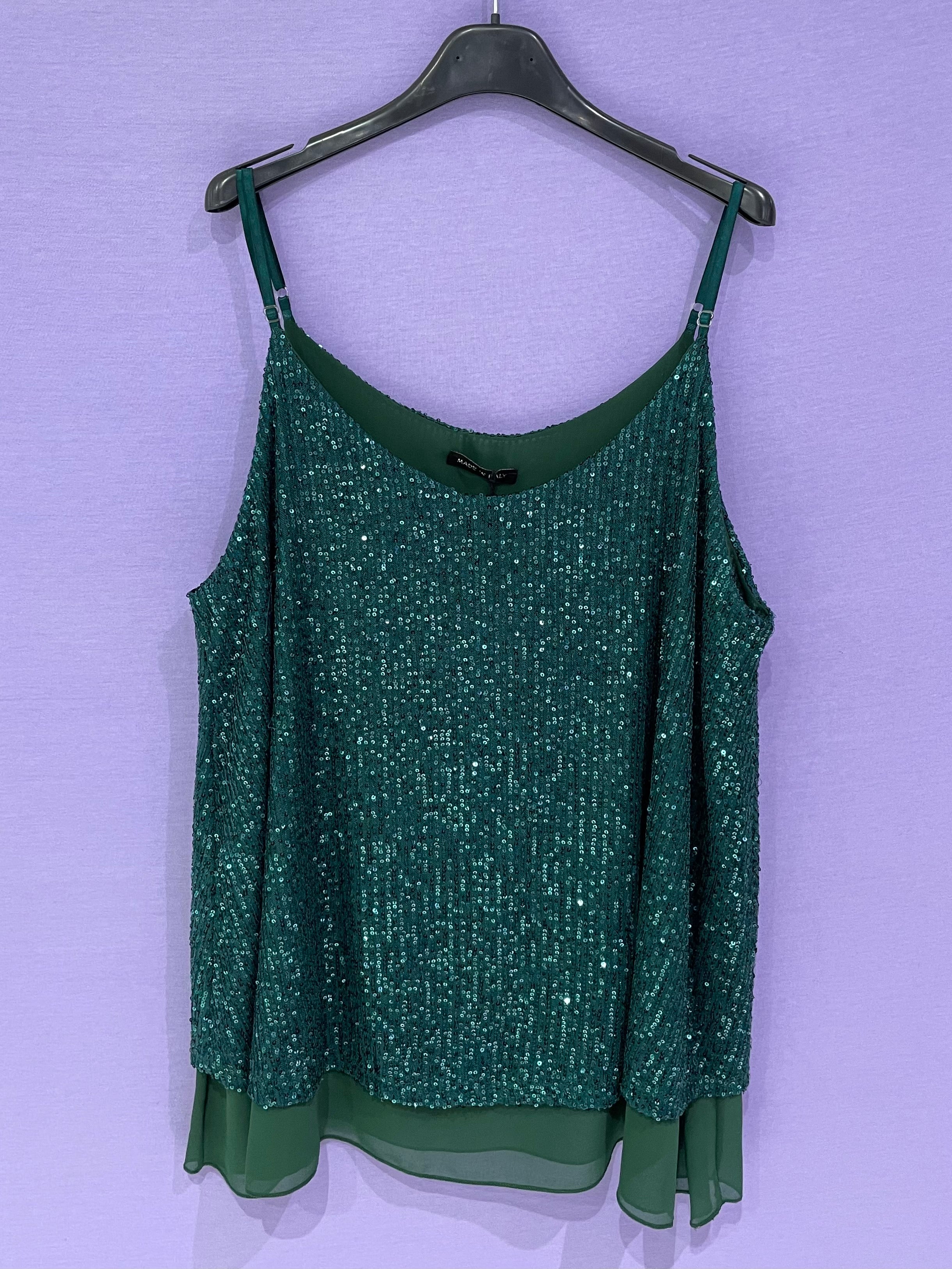 Top paillettes spallina sottile curvy