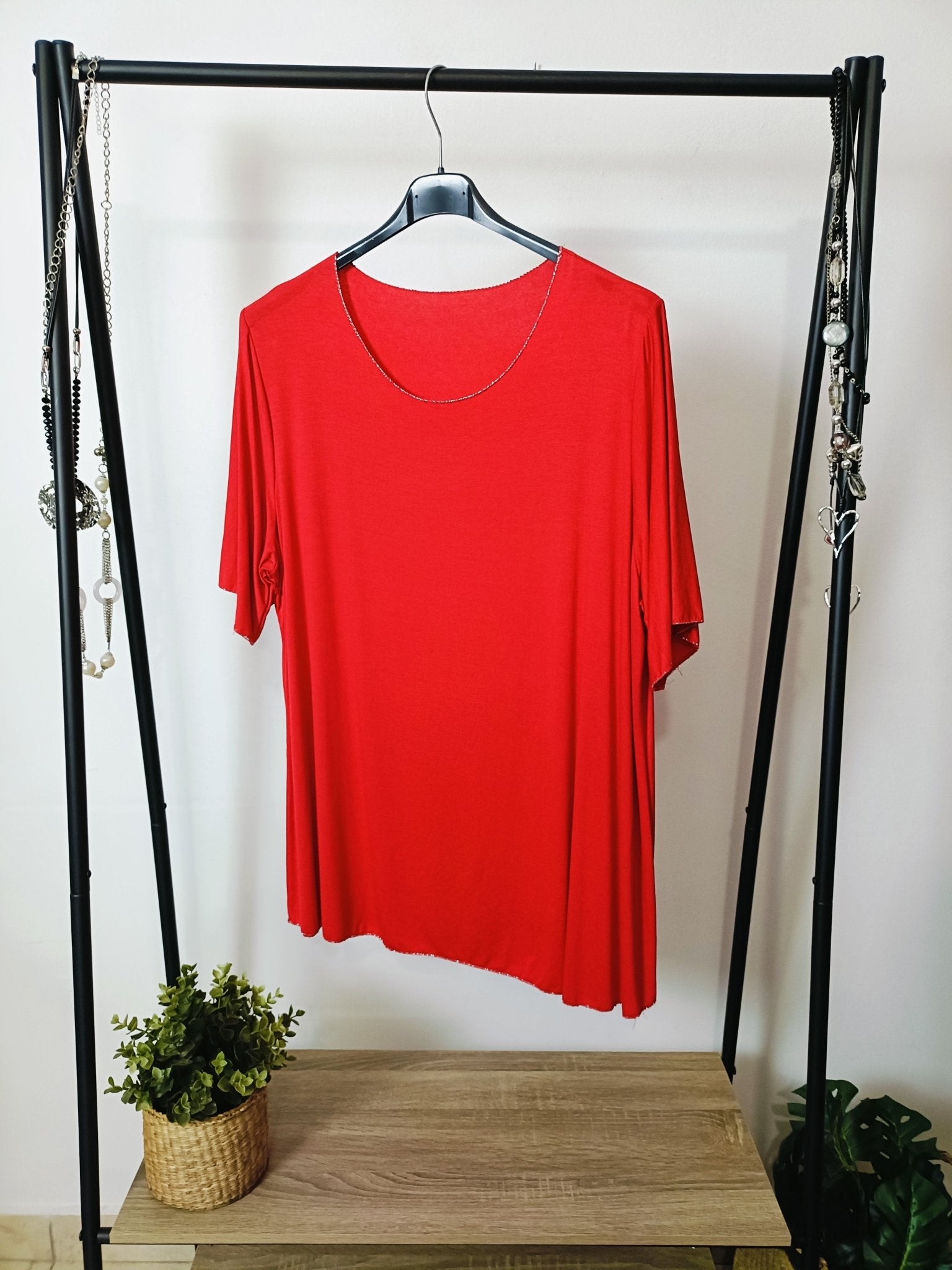 T-shirt bordo Lurex in viscosa elasticizzata taglia comoda - Prima Fila Moda Curvy