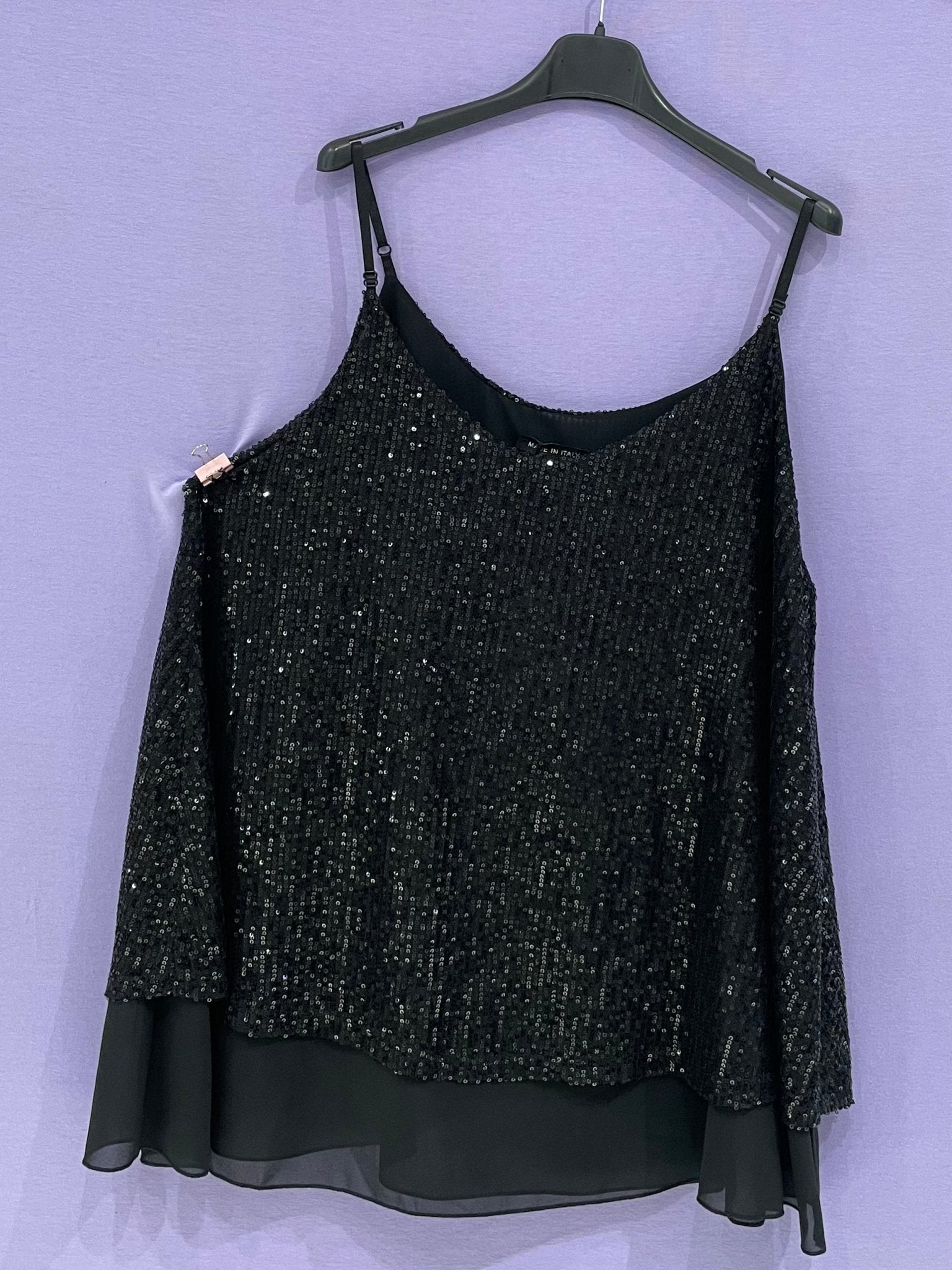 Top paillettes spallina sottile curvy - Prima Fila Moda Curvy