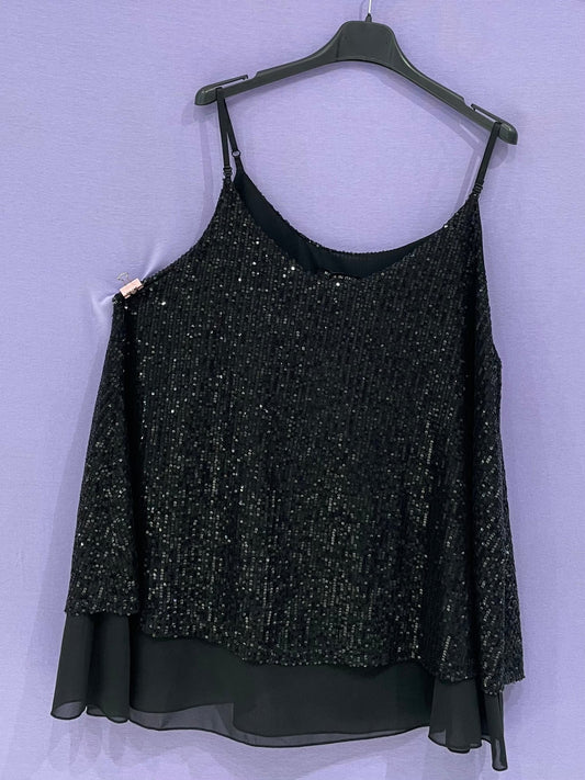 Top paillettes spallina sottile curvy - Prima Fila Moda Curvy