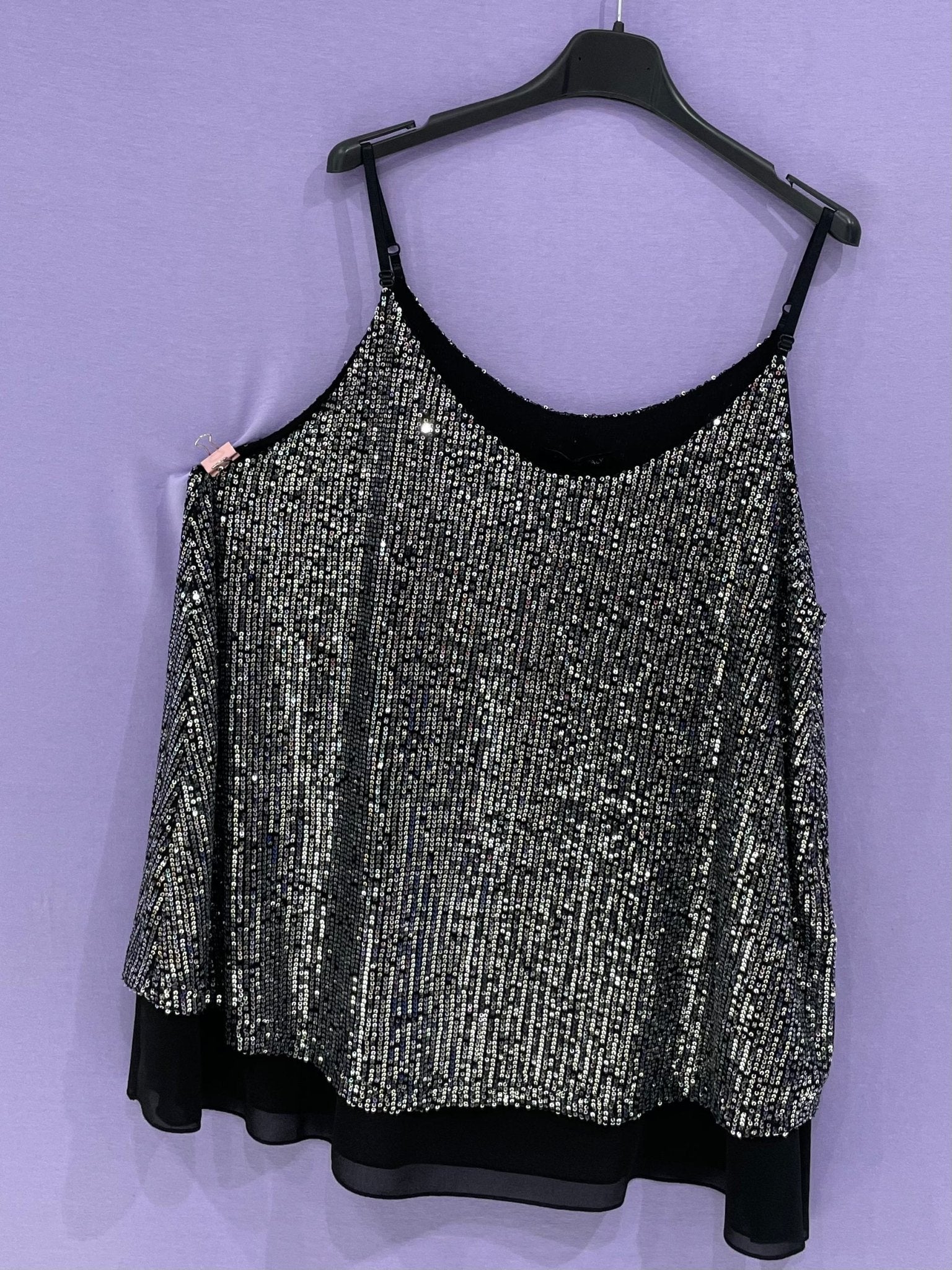 Top paillettes spallina sottile curvy - Prima Fila Moda Curvy