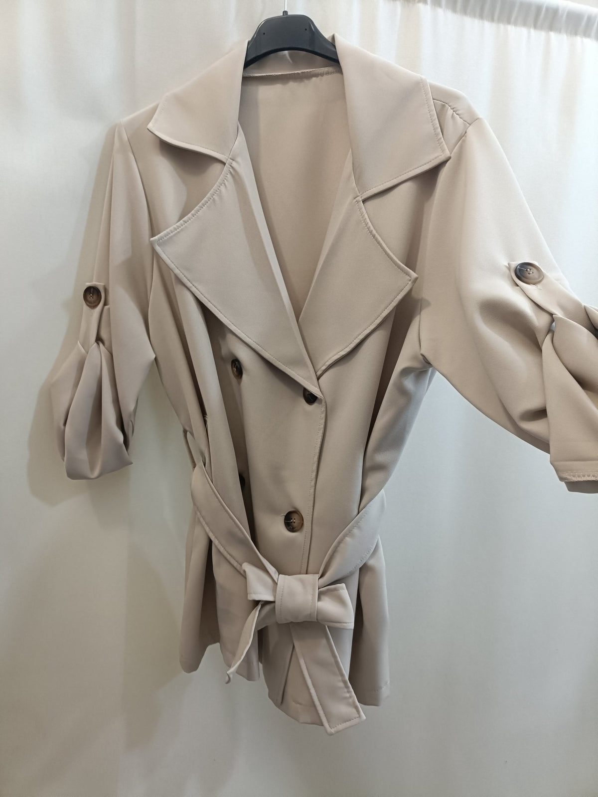 Trench corto Crema - taglie comode - Prima Fila Moda Curvy