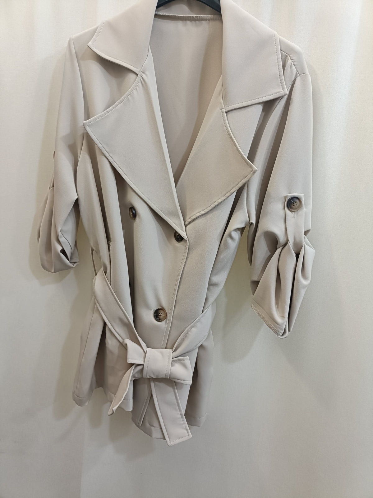 Trench corto Crema - taglie comode - Prima Fila Moda Curvy