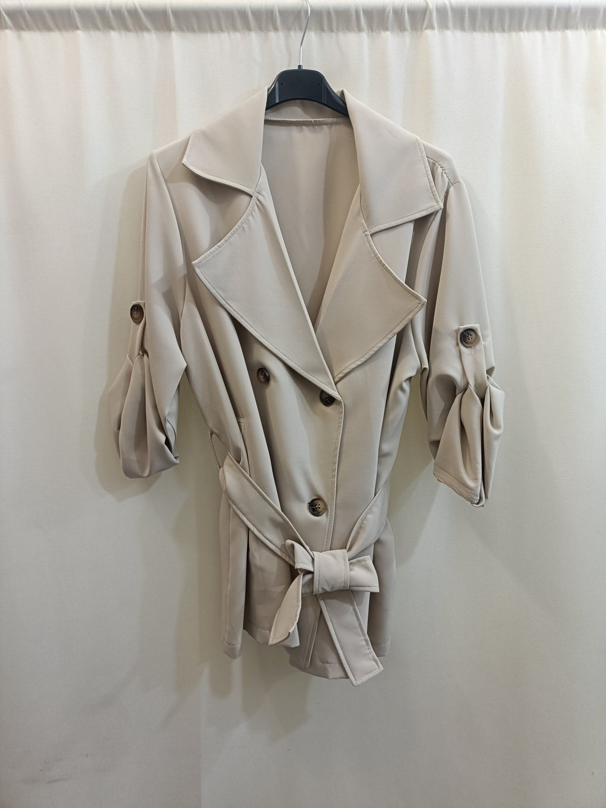 Trench corto Crema - taglie comode - Prima Fila Moda Curvy