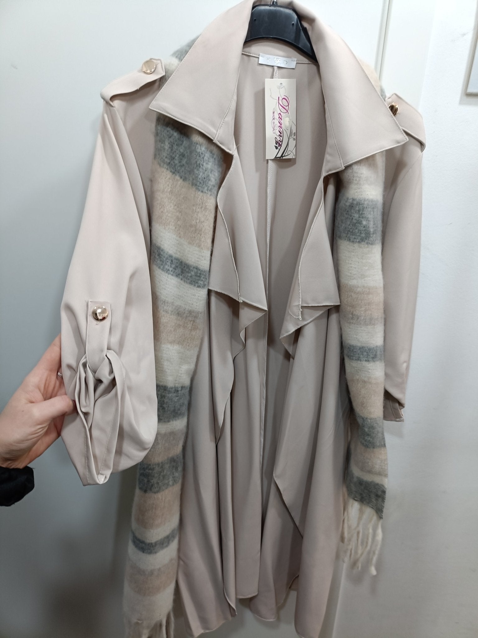 Trench Crema con bottoni oro - taglie comode - Prima Fila Moda Curvy