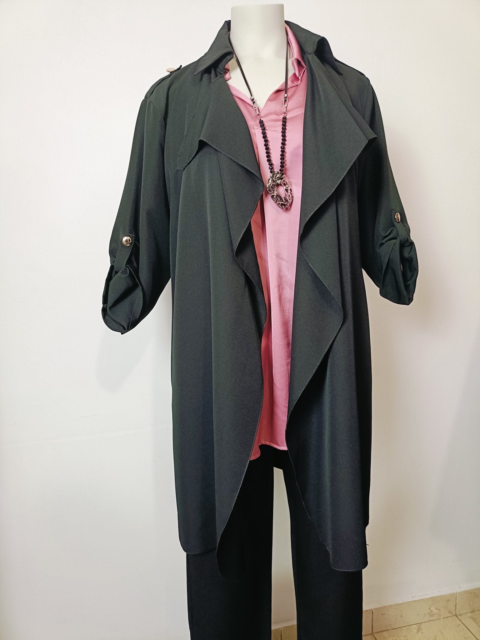 Trench Curvy nero - Prima Fila Moda Curvy