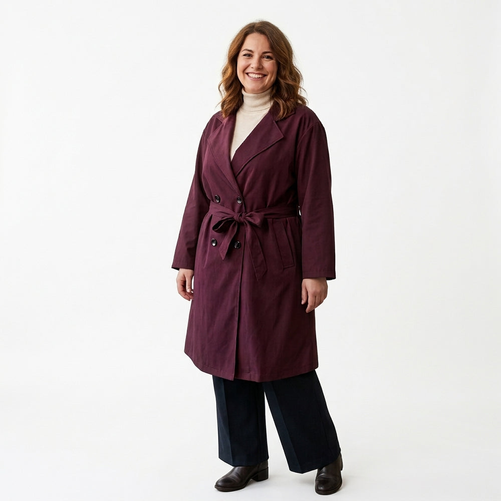 Trench con cintura doppio petto curvy